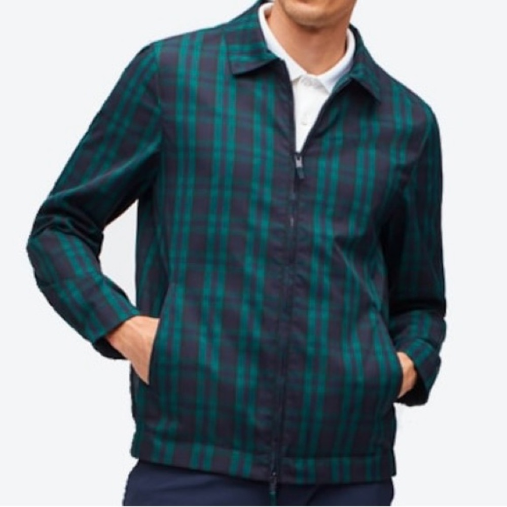 Bonobos Golf Plaid Blue Green‎ Double Zipper Jacket Size Medium